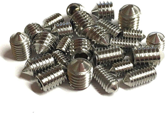 Cone Point Grub Screws Mixed (16 Pack) 5mm Length, Metric Threads, M3, M4, M5 & M6. A2 Grade Stainless/Plus 4 Piece Hex Keys Set