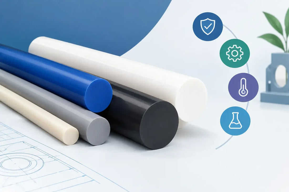 Nylon, Acetal, HDPE and PE500 engineering plastic rods for workshop parts