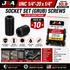 UNC 1/4-20 Socket Set Screws - Cup Point - High Tensile 10.9 - Pack of 10