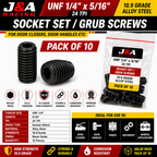 UNF 1/4 inch x 5/16 inch Socket Grub Screws - 24 TPI - High Tensile 10.9 - Pack of 10