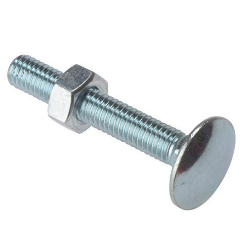 M8 x 50 Cup Square Hex Bolts and Nuts Zinc and Clear Pack of 12