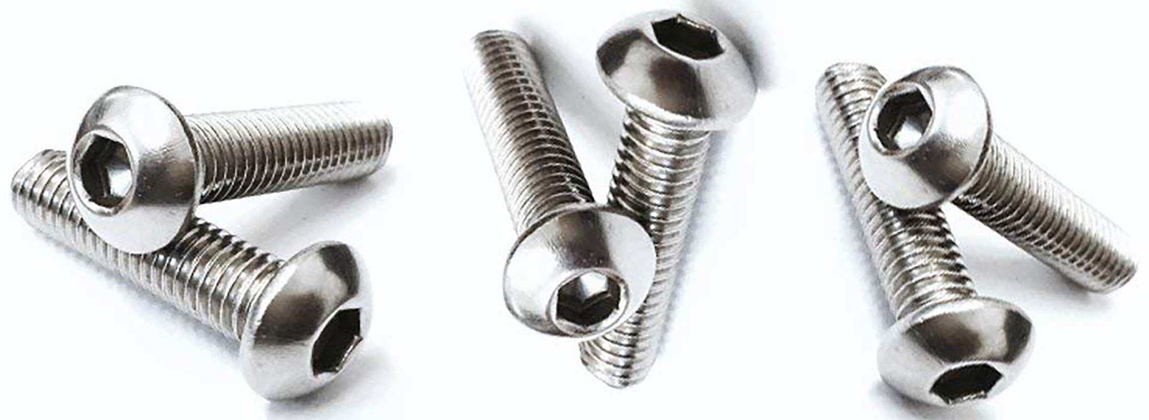 6 x 1/4 inch diameter A2 stainless steel button head bolts with 20 TPI UNC thread, 1/2 inch long for motorbikes and classic cars