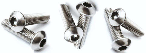 6 x 1/4 inch diameter A2 stainless steel button head bolts with 20 TPI UNC thread, 1/2 inch long for motorbikes and classic cars