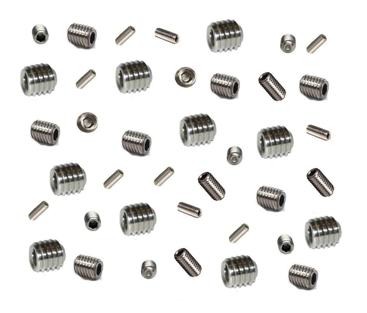 Cup Point Grub Screws (20 Pack) 5mm Length, Various Metric Threads, M5 A2 Grade Stainless Steel Hex/Allen Key Socket Cup Point Grub Screw/Set Screws