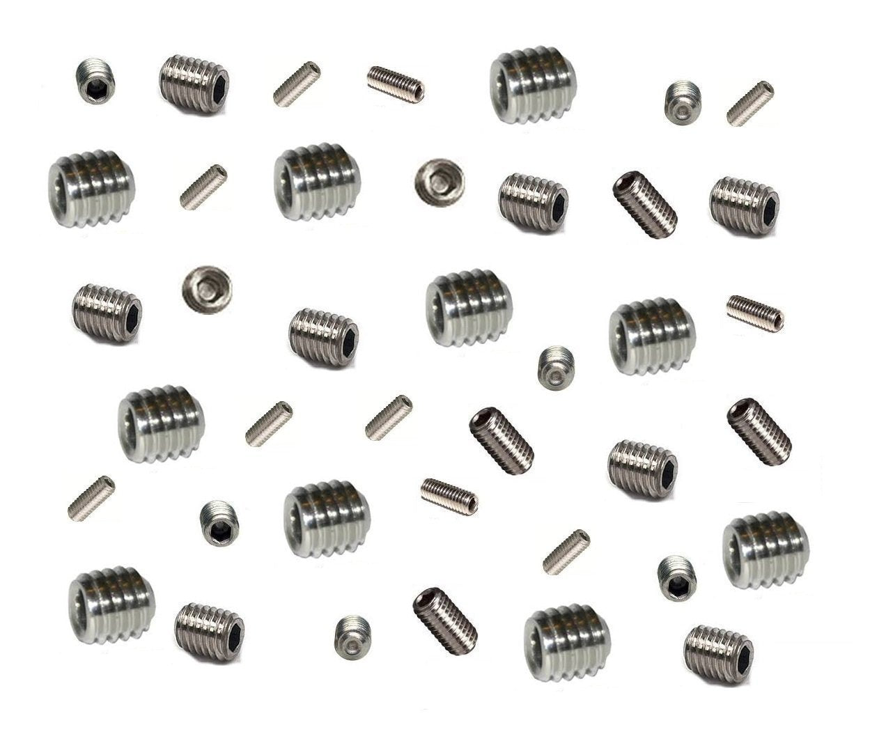 Grub Screws Metric Thread (Mixed 48 PACK) A2 Stainless Steel 12 X M3,M4,M5 & M6 x 5mm Socket Cup Point Allen Key Grub Screw
