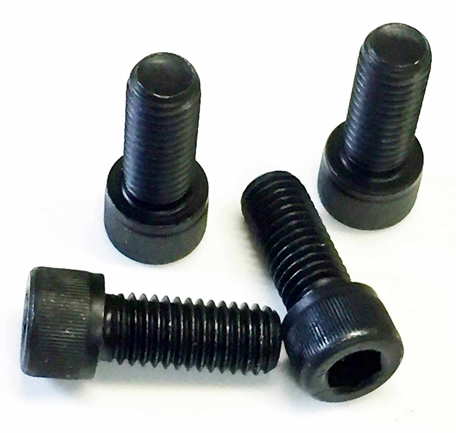 Pack of 4 black 1/2 inch x 1 1/4 inch UNC 13 TPI high tensile socket cap bolts for CNC machinist T slot fixtures