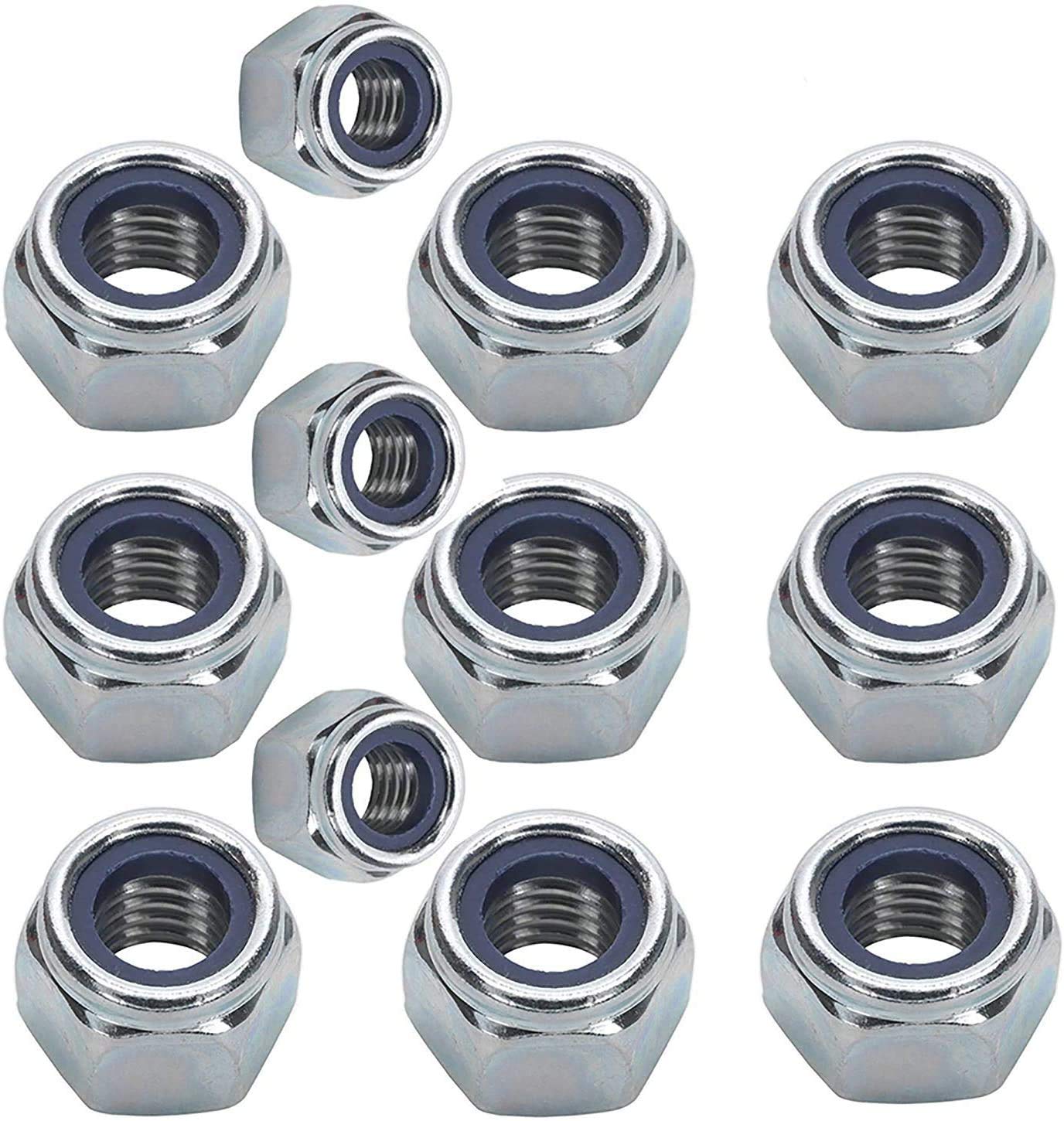 M8 Nylock Nuts Zinc Plated Pack of 12
