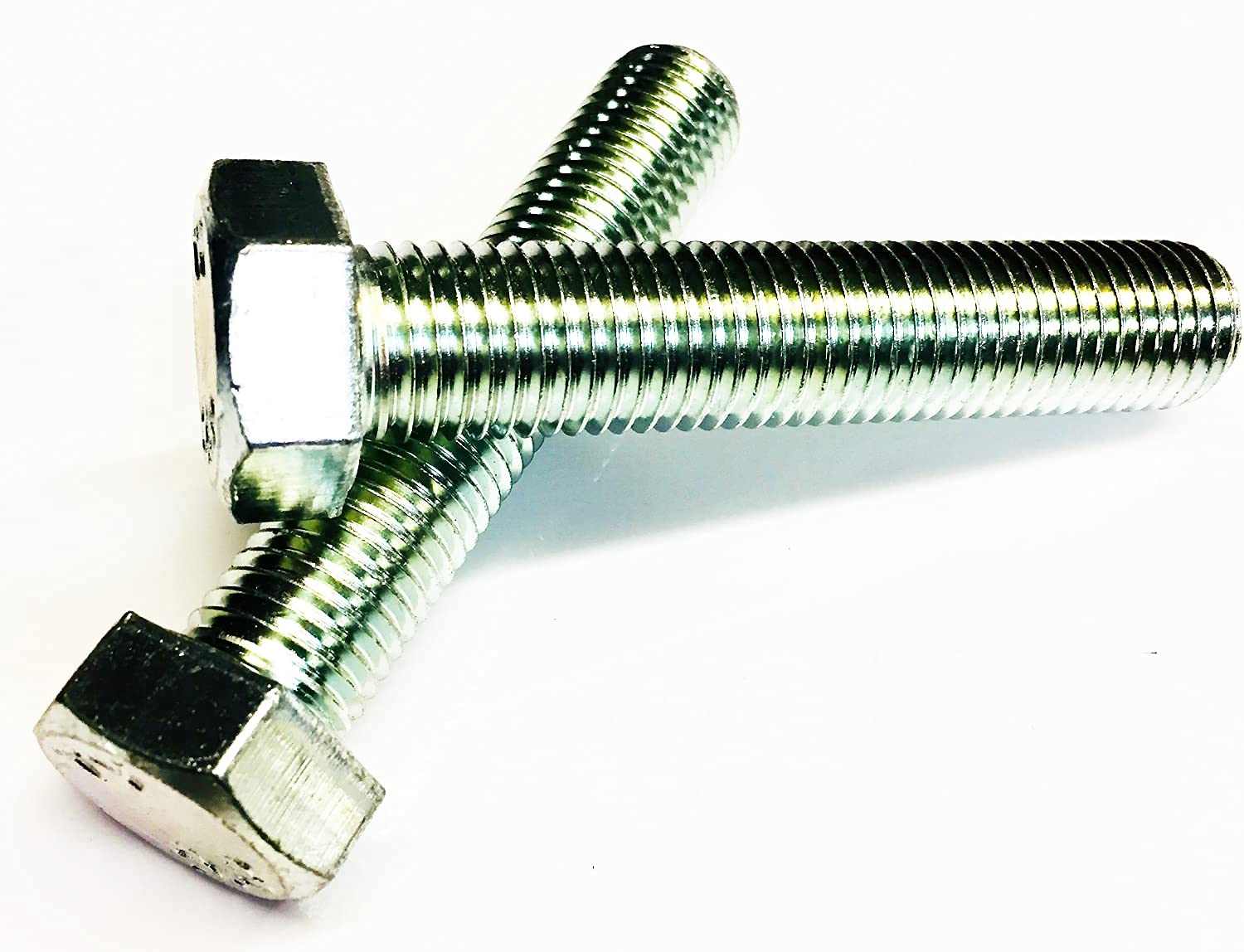 Hex set screws M20 x 100 zinc plated fully threaded pack of 2