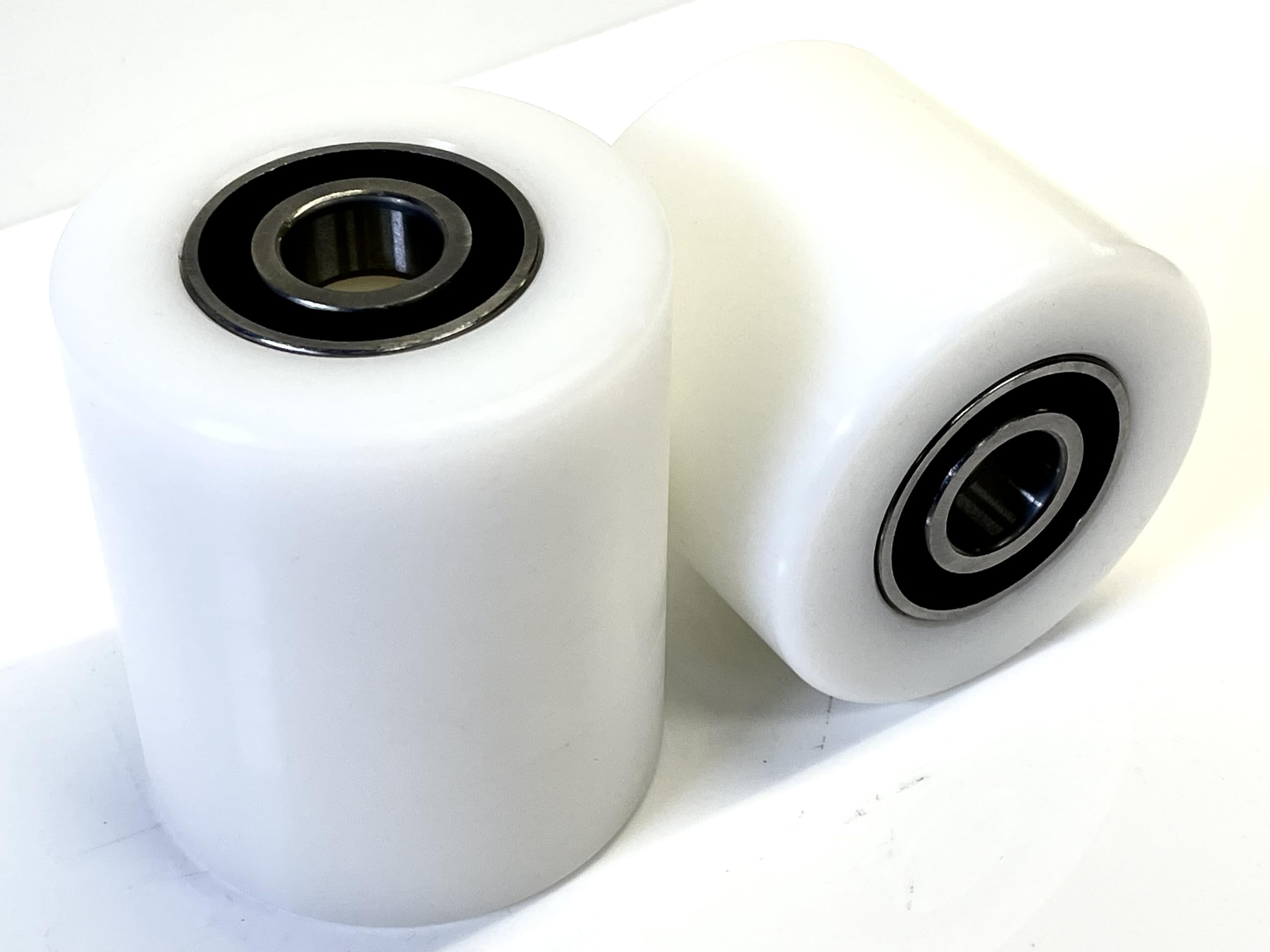 Pallet Truck Load Rollers 70mm x 80mm UHMWPE Wheels with Sealed Bearings (Pair) - Warehouse Equip UK