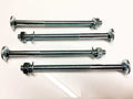 M10 x 160 coach bolts with square neck and dome head, zinc plated, pack of 4 with nuts and washers