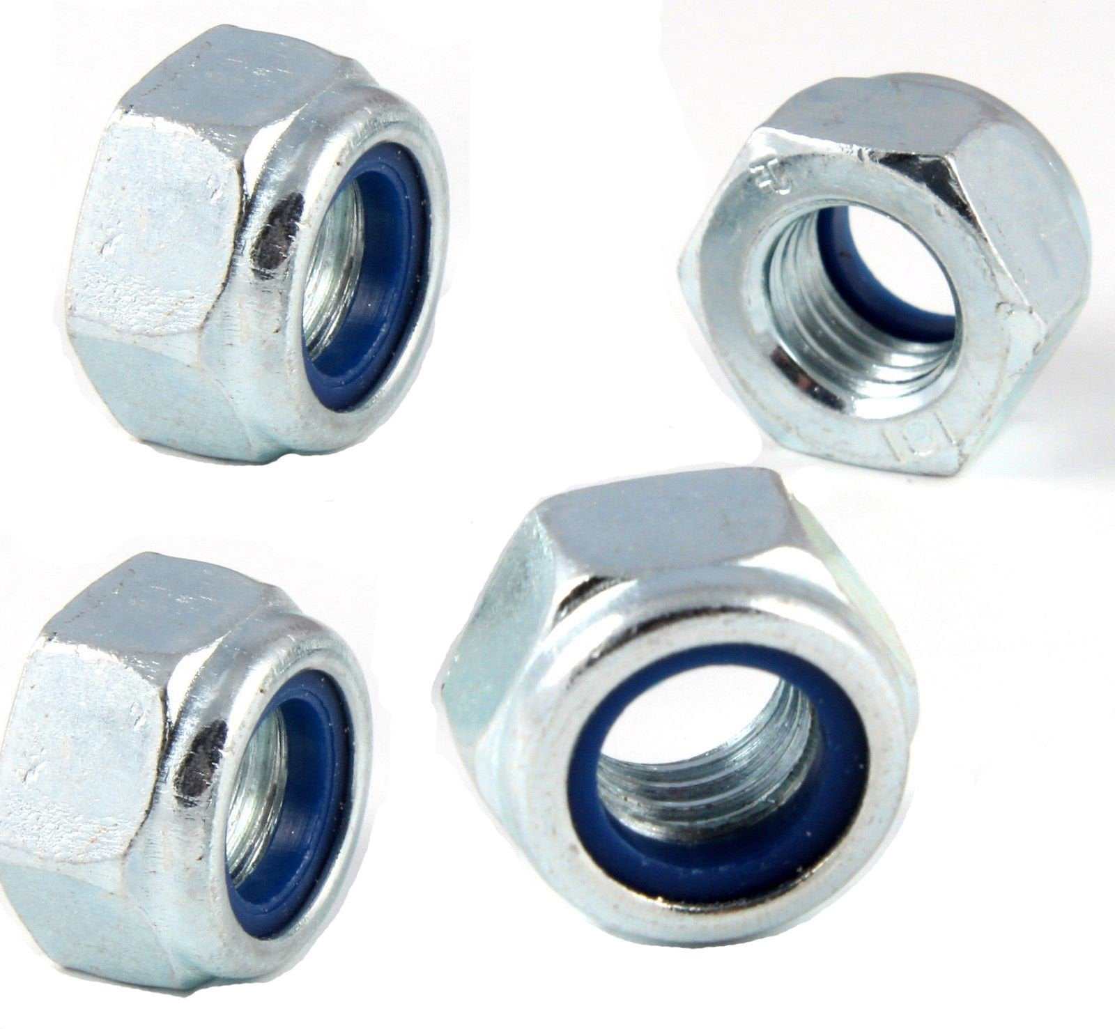 Metric Hexagon Nyloc nylon insert locking nuts M24 x 3.0mm pitch zinc plated Grade 6 pack of 4