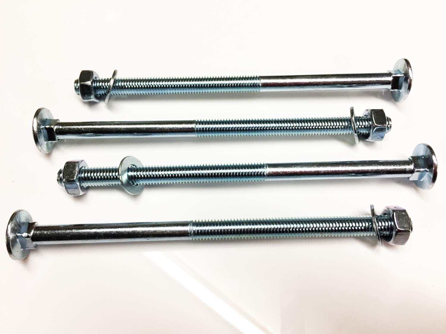 M10 x 180 Zinc Plated Coach Bolts with Nuts and Washers Pack of 4