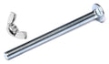 M6 x 75 zinc plated cup square hexagon bolts and wing nuts pack of 4 for industrial use