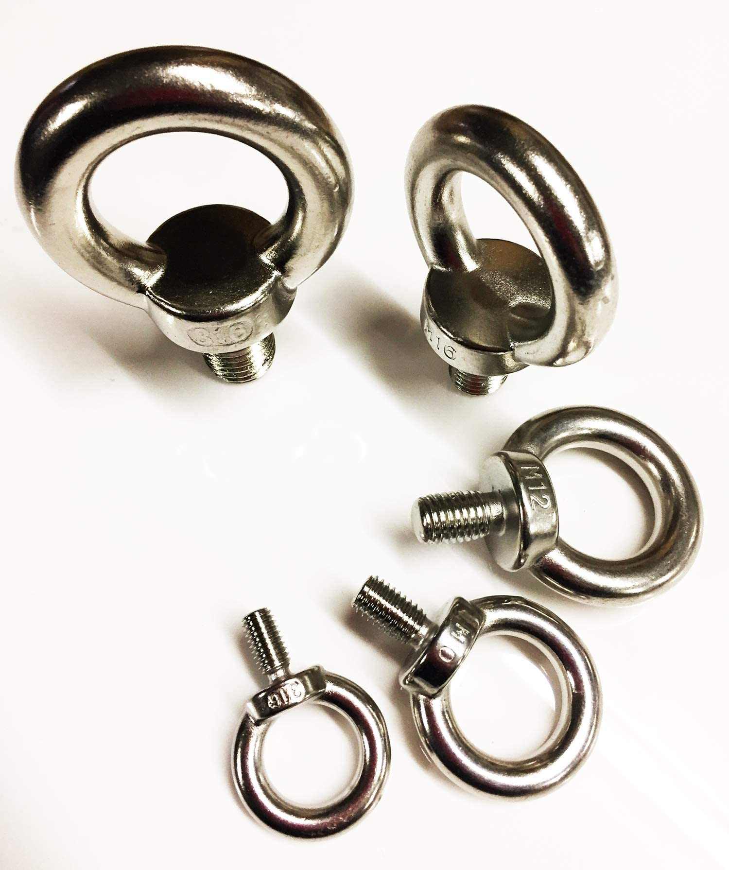 Marine grade 316 stainless steel lifting eye bolts DIN 580 with shoulder for secure heavy load lifting