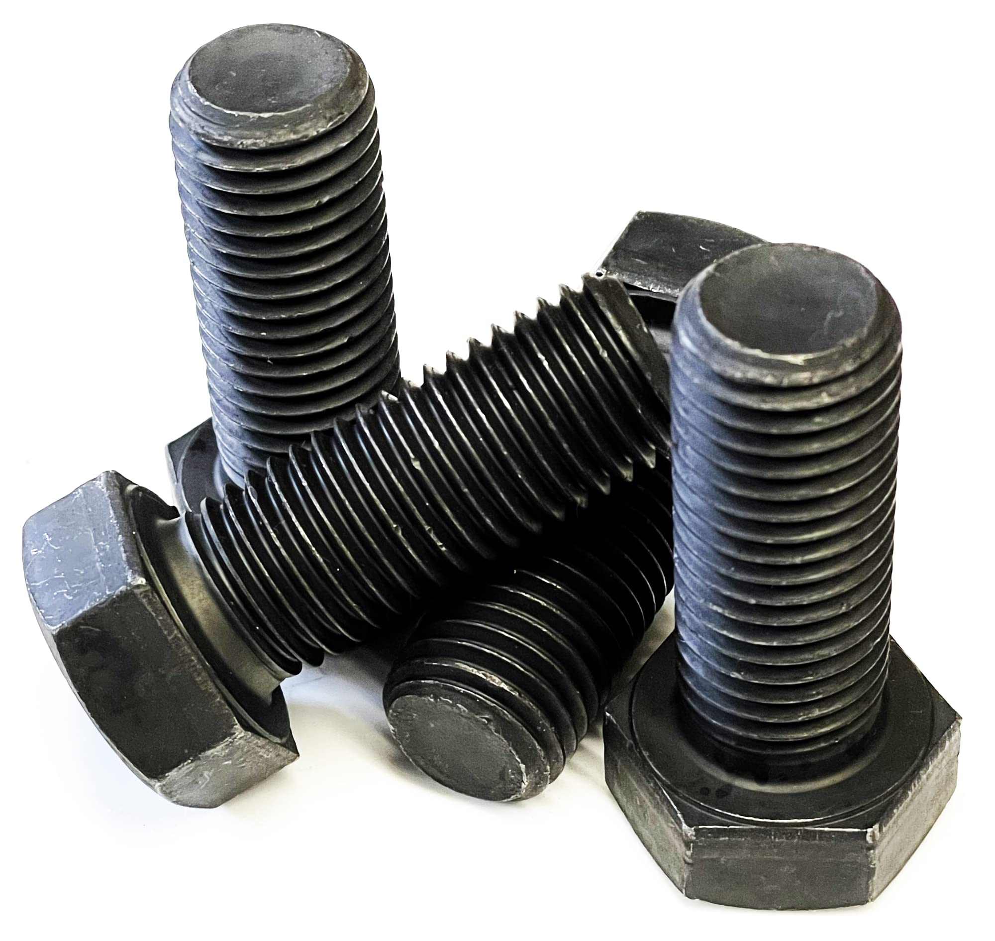 Bolts M20 x 50 black hex set screws grade 8.8 high tensile steel pack of 4