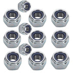 M12 bright zinc plated steel nylon insert lock nuts pack of 12 hex head corrosion resistant grade 8.8 steel