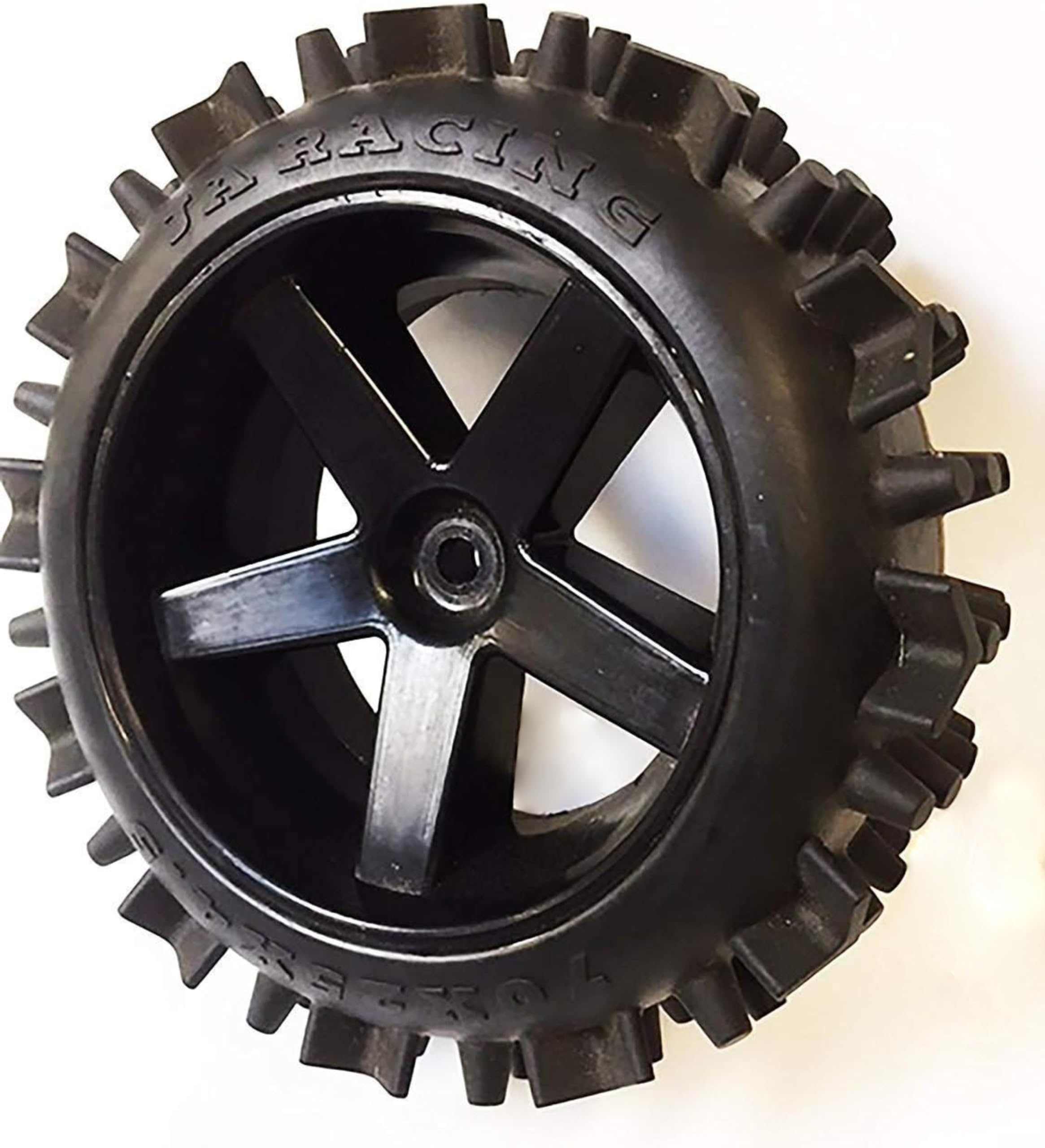 Pair of RC 4 Wheel drive large scale off road wheels and tyres with foam inserts for FG Leopard, Marder, and Carson cars