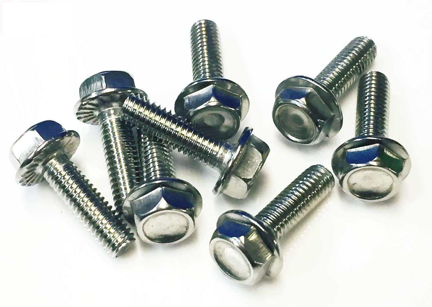 Pack of 8 M6 x 20mm A2 stainless steel flanged hex head bolts fully threaded corrosion resistant