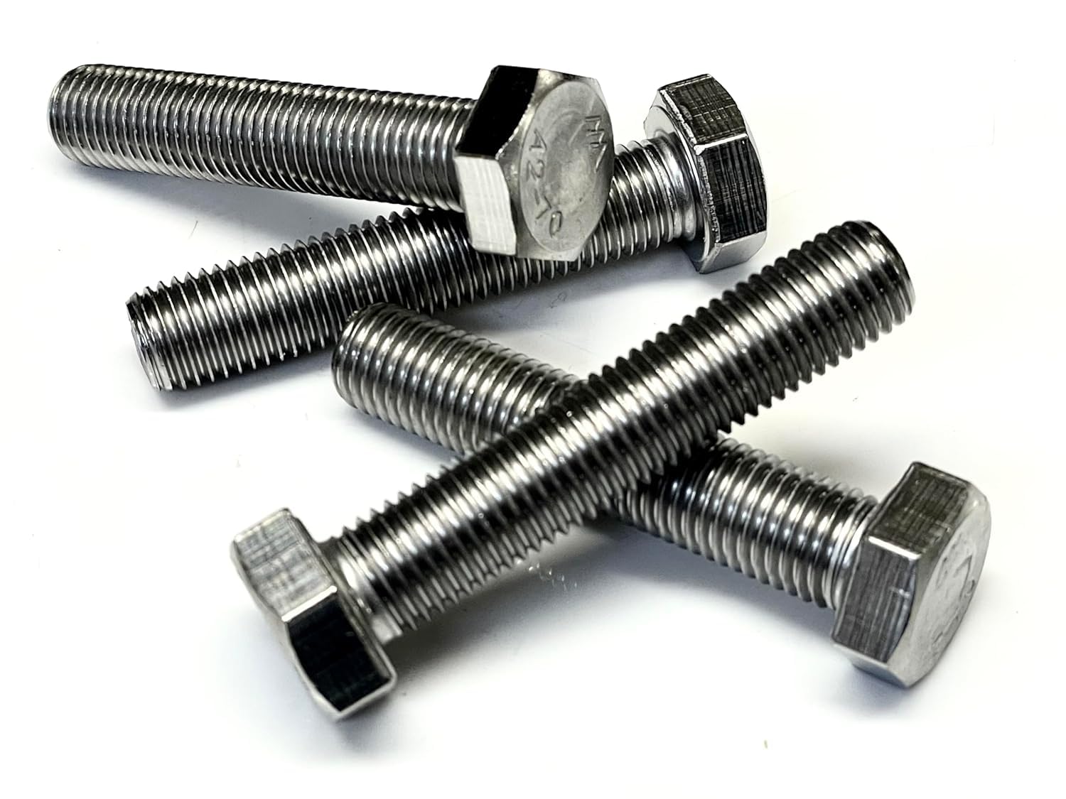 M12 x 60 Fine Pitch 1.5 Fully Threaded Bolts / set screws A2 Stainless Steel Pack of 4 DIN961