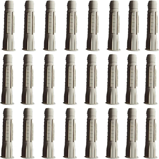 Concrete Wall Anchors for tv Mount M10 x 60mm Anti-Rotation fins Prevent Spinning in The Hole. Pack of 24. Heavy Duty Plastic Wall Plug Fixings for Brick Concrete Stone - Building Hardware