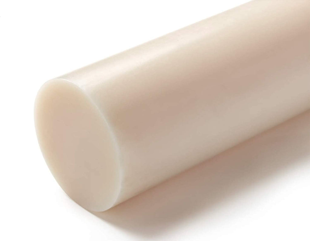 White 2-inch diameter acetal plastic rod, 12-inch length, high-quality acetal copolymer for durability and machinability