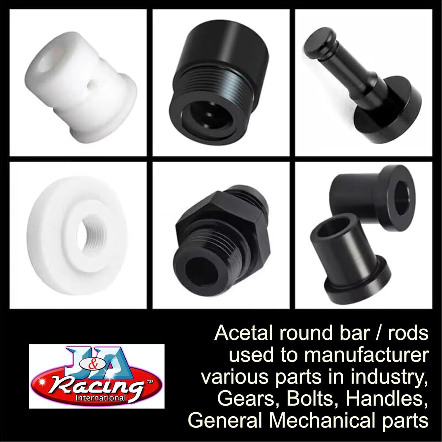 2" Standard Tolerance 2-Inch Diameter and 12-Inch Length Opaque Black Acetal Copolymer Rods Meet ASTM D6778 Specifications Perfect for Non-Marring Fixtures