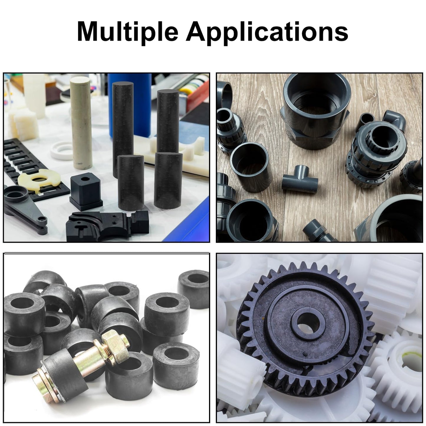 2" Standard Tolerance 2-Inch Diameter and 12-Inch Length Opaque Black Acetal Copolymer Rods Meet ASTM D6778 Specifications Perfect for Non-Marring Fixtures