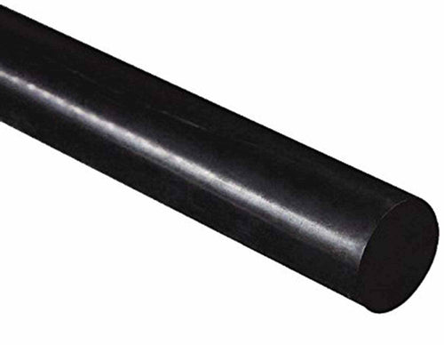 Black Acetal Copolymer round bar, 2-inch diameter, 12-inch length, ASTM D6778 compliant, opaque black, high wear resistance, zero moisture absorption, industrial use.