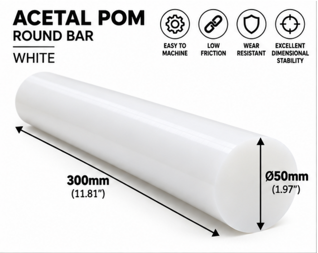 Acetal white round bar