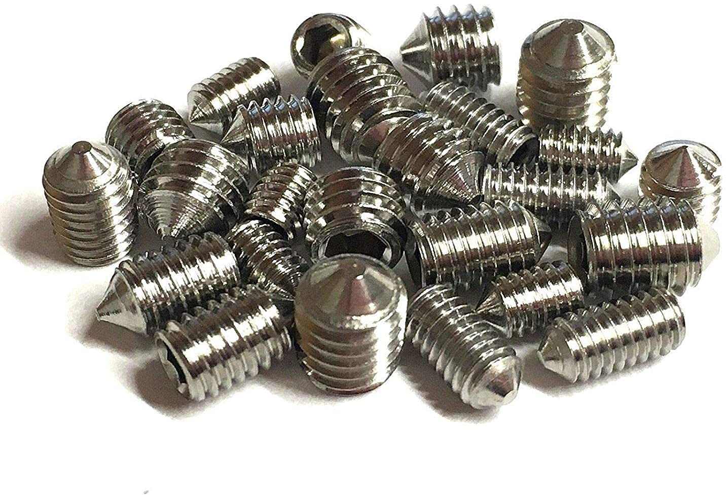 Cone Point Grub Screws 5mm long stainless steel hex socket set screws with metric threads and included Allen keys