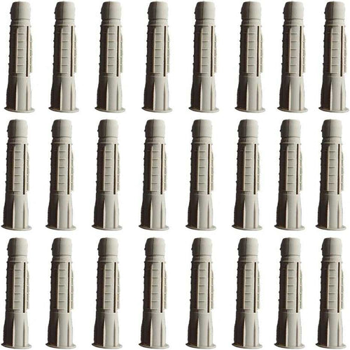 Pack of 24 heavy-duty 10x60mm concrete wall anchors with anti-rotation fins for secure TV mounts