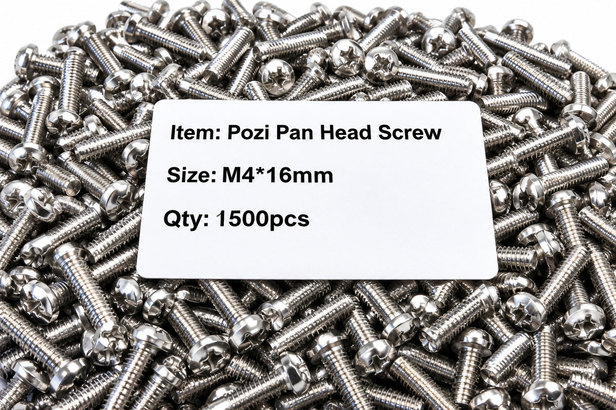 M4 x 16mm Pozi Pan Head Screws, A2 Stainless Steel, Pack of 1500