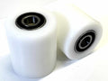Pallet jack truck wheels 3-inch HDPE silent running load rollers with pre-installed 20mm bearings for warehouse use