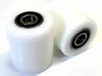 Pallet jack truck wheels 3-inch HDPE silent running load rollers with pre-installed 20mm bearings for warehouse use