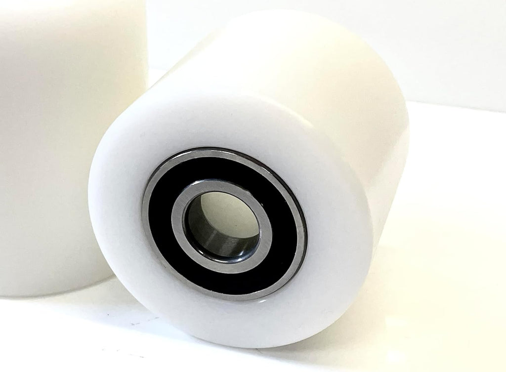 Pallet Truck Load Rollers 93mm x 80mm UHMWPE Wheels with Sealed Bearings (Pair) - Warehouse Equip UK