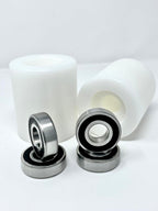Pallet Truck Load Rollers 93mm x 80mm UHMWPE Wheels with Sealed Bearings (Pair) - Warehouse Equip UK