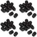 Pack of 10 M3 x 5mm cup point grub screws made from Grade 45H high tensile steel with hex socket drive and black oxide finish.