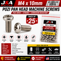 M4 x 10mm Pozi Pan Head Machine Screws - A2 Stainless Steel - Pack of 25