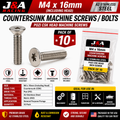 M4 x 16mm Pozi Countersunk Machine Screws - A2 Stainless Steel - Pack of 10