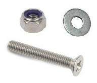 4mm countersunk bolt with nut and washer M4 x 30mm stainless steel silver set