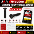 M4 x 20mm Countersunk Socket Screws - Black High Tensile 10.9 - Pack of 50