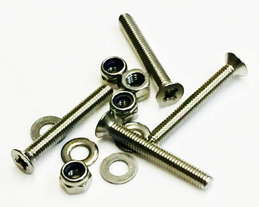 4mm Countersunk Bolt, Nut & Washer (4 Pack) M4 X 30mm (Including Head) A2 Stainless Steel Pozi Csk Head Bolts/Machine Setscrews (Fully Threaded), Nyloc Nuts & Flat Washers