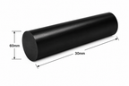 Nylon 6 Round Rod - Black 60mm Diameter, Grade A PA6 - Multiple Lengths