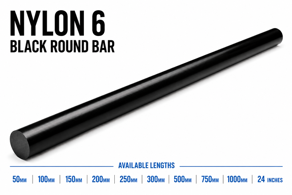 Nylon 6 (PA6) Black Rod 60mm x 100mm Engineering Plastic Bar