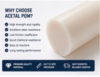 Acetal Rod white 50dia x 300mm