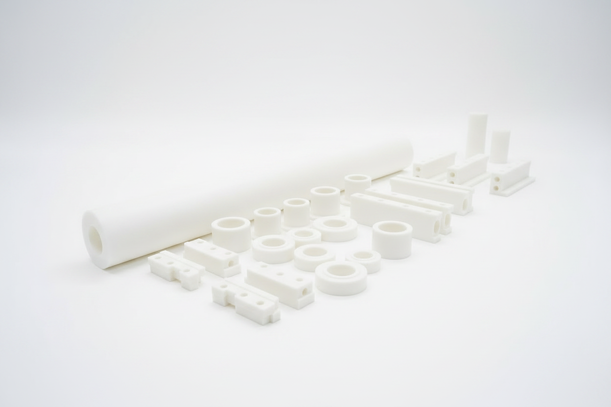 HDPE Round Rod - Machined Bushings and Bearings White Background