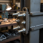 A2 stainless steel M8 hex nuts and bolts assembled on metal bracket in industrial application