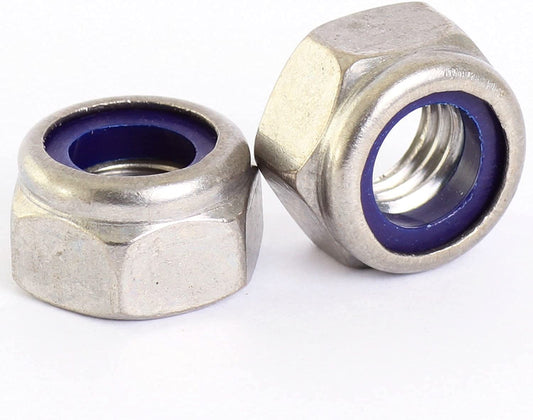 10mm A2 Stainless Steel Nylon Insert Nylock Lock Nuts M10 X 1.50mm Pitch - Pack of 12
