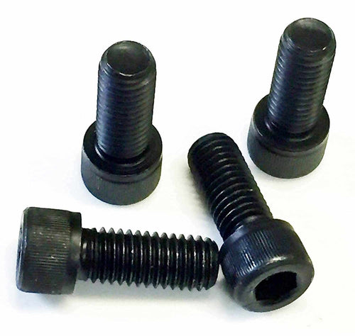 Pack of 4 black 1/2Inch x 1 1/4Inch UNC 13 TPI high tensile socket cap bolts for industrial use