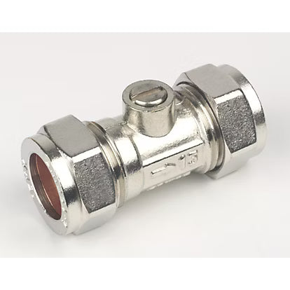 15mm Isolating Valve - Chrome Plated - Quarter Turn Lever